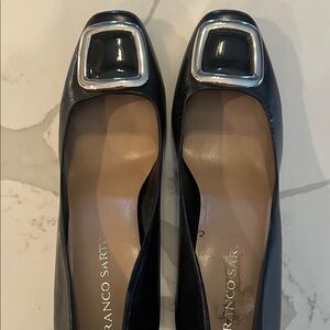 Franco Sarto classic Black pump with Silver Buckle